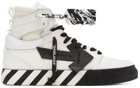 Off-White White & Black High Top Vulcanized Leather Sneakers