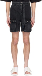 sacai Black Belted Denim Shorts