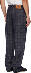 Burberry Navy Loose Check Jeans