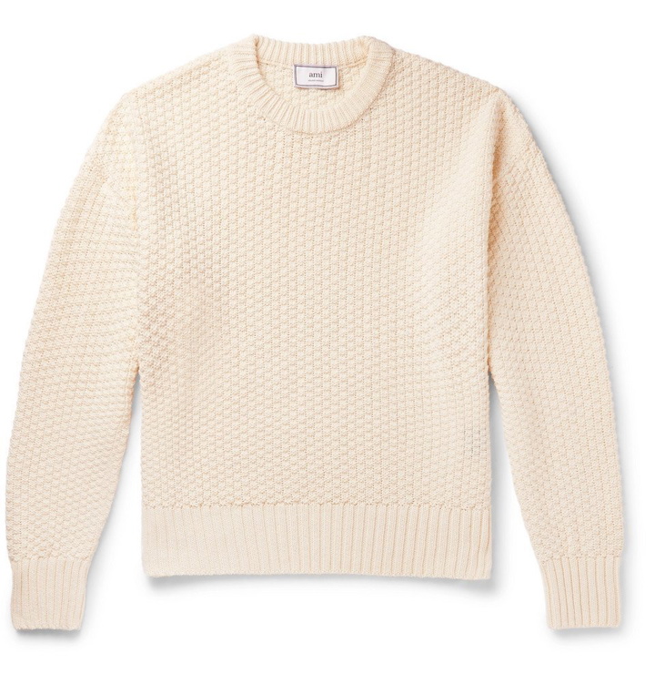 Photo: AMI - Linen and Cotton-Blend Sweater - Cream