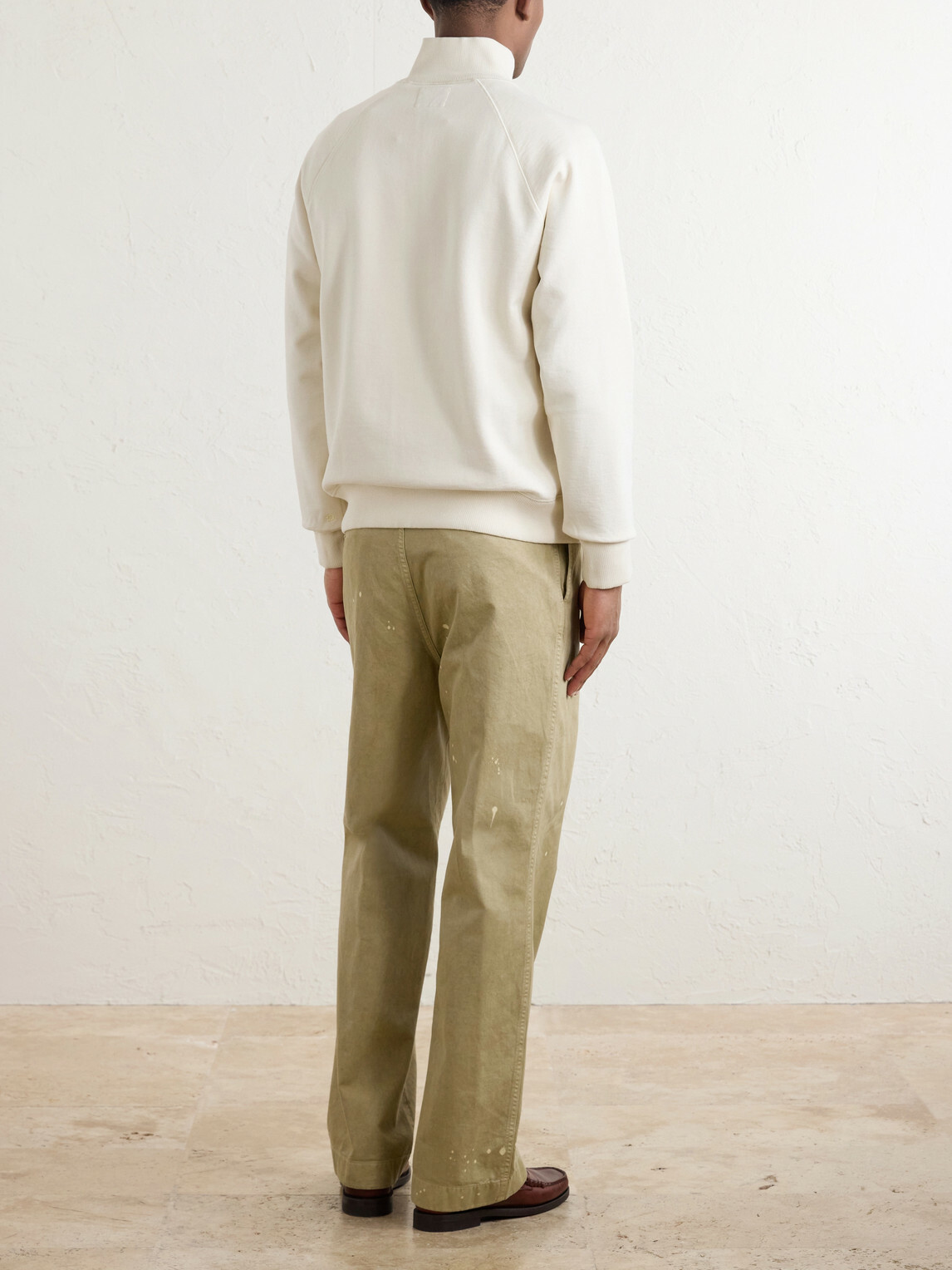 Drake's - Cotton-Jersey Half-Zip Sweater - White