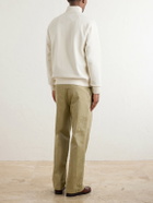 Drake's - Cotton-Jersey Half-Zip Sweater - White