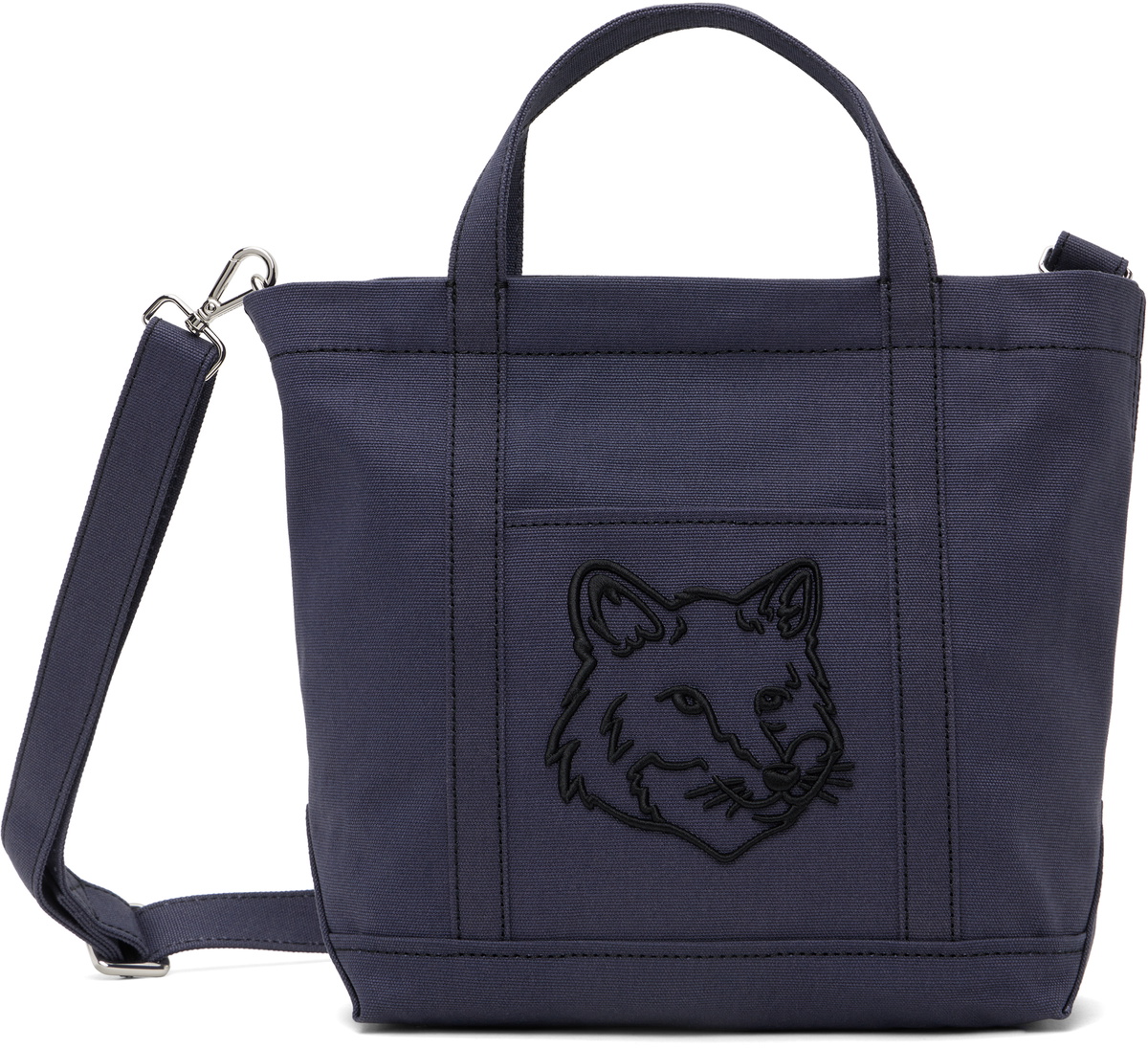 Maison Kitsuné Navy Fox Head Small Tote
