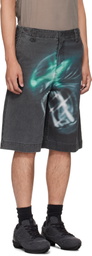 Gerrit Jacob Black Printed Denim Shorts