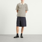 Jil Sander Men's Stripe Short Sleeve Polo in Bluejay