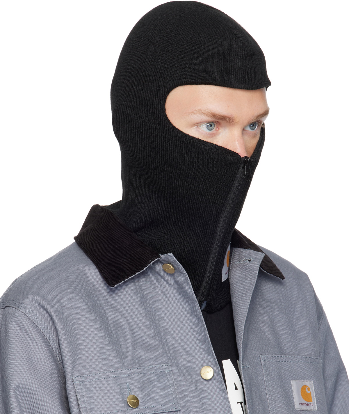 Carhartt Work In Progress Black Zip Mask Balaclava