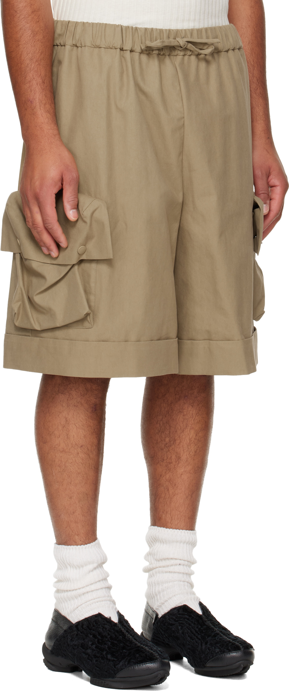Simone Rocha Khaki Multi Pocket Drawstring Cargo Shorts