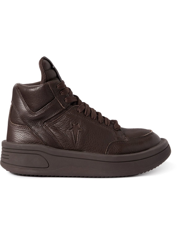 Photo: Rick Owens - Converse TURBOWPN Leather Sneakers - Brown