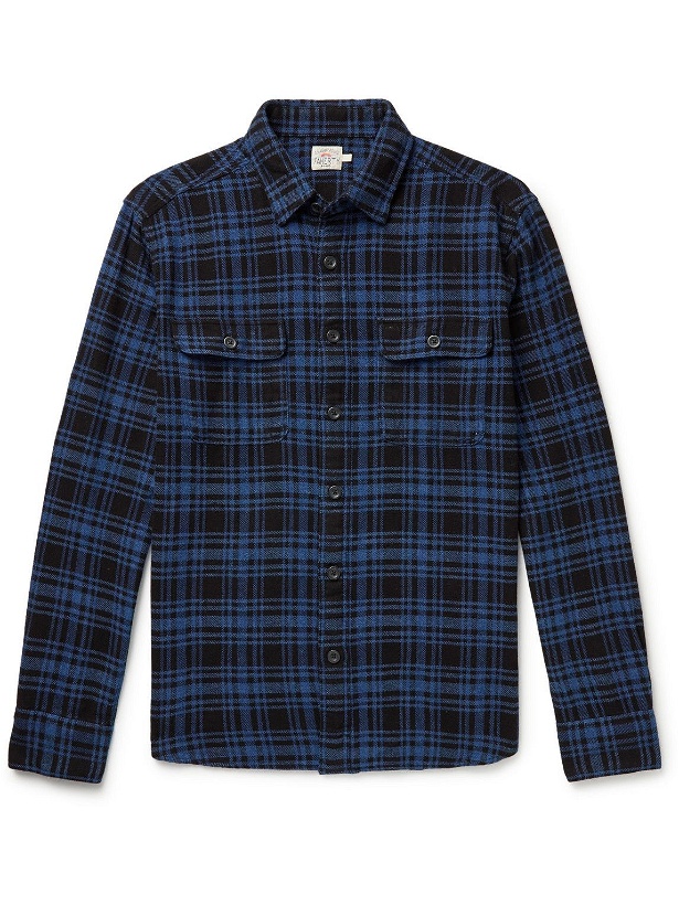Photo: Faherty - Checked Cotton-Flannel Shirt - Blue