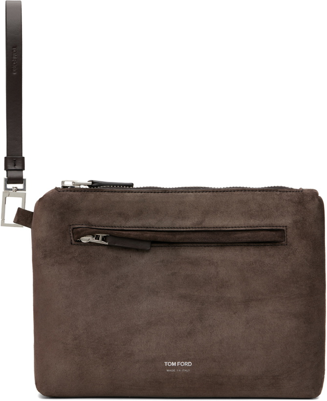 Photo: TOM FORD Brown Suede & Soft Leather Wristlet Pouch