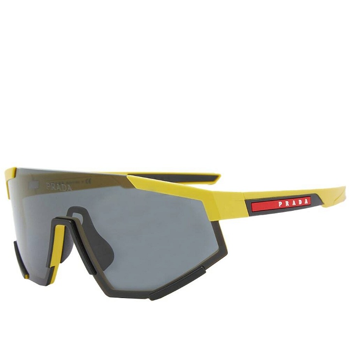 Photo: Prada Eyewear Men's Prada Linea Rossa Impavid Sunglasses in Black/Yellow