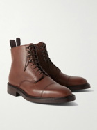 Kingsman - George Cleverley Taron Cap-Toe Pebble-Grain Leather Boots - Brown
