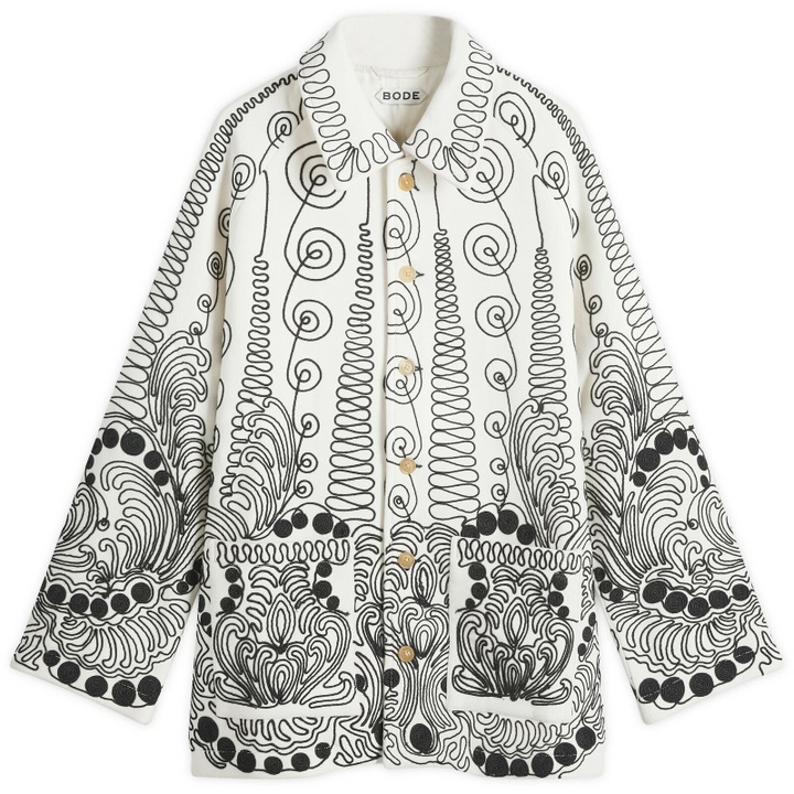 Photo: BODE Men's Quillwork Coat in Cream Black