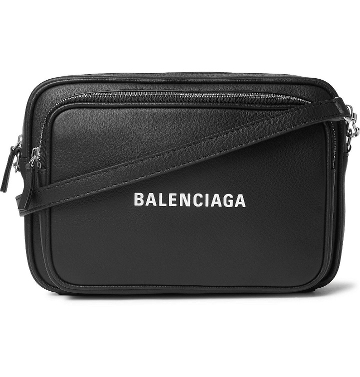 Photo: Balenciaga - Logo-Print Leather Messenger Bag - Black