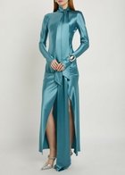 Galvan Emilie Scarf-effect Satin Maxi Dress Blue