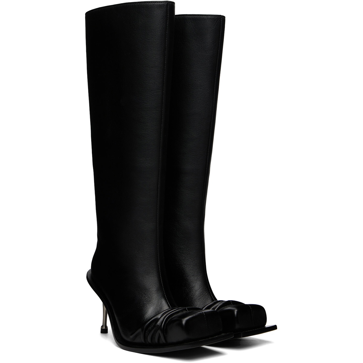 FIDAN NOVRUZOVA Black Stiletto Heel Classic Square Toe Boots