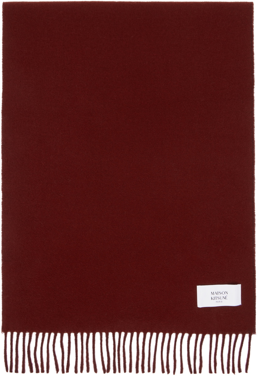 Maison Kitsuné Red Bold Fox Head Double Face Scarf