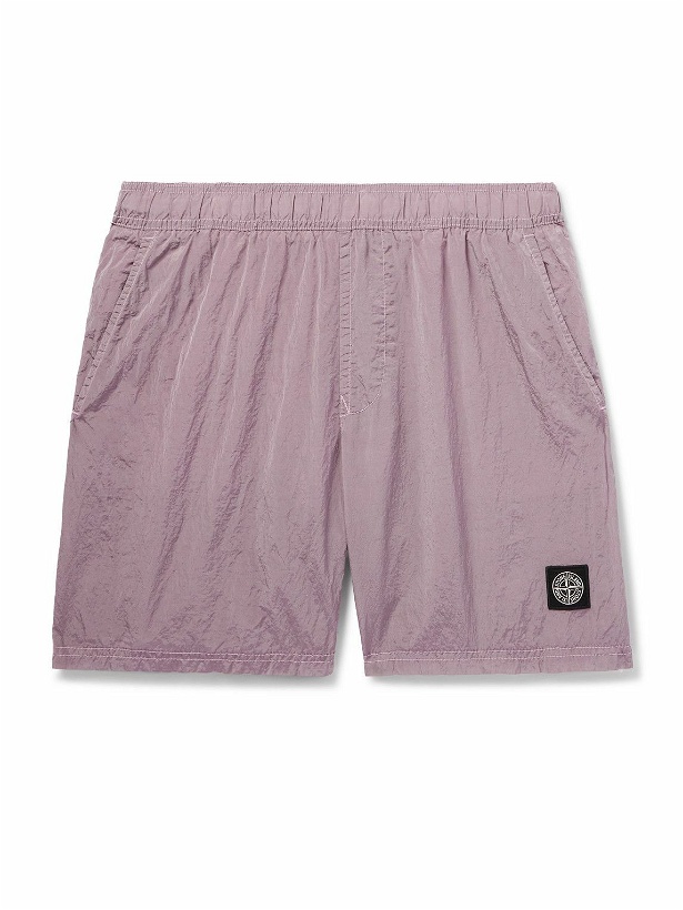 Photo: Stone Island - Straight-Leg Mid-Length Logo-Appliquéd Nylon Metal Swim Shorts - Pink