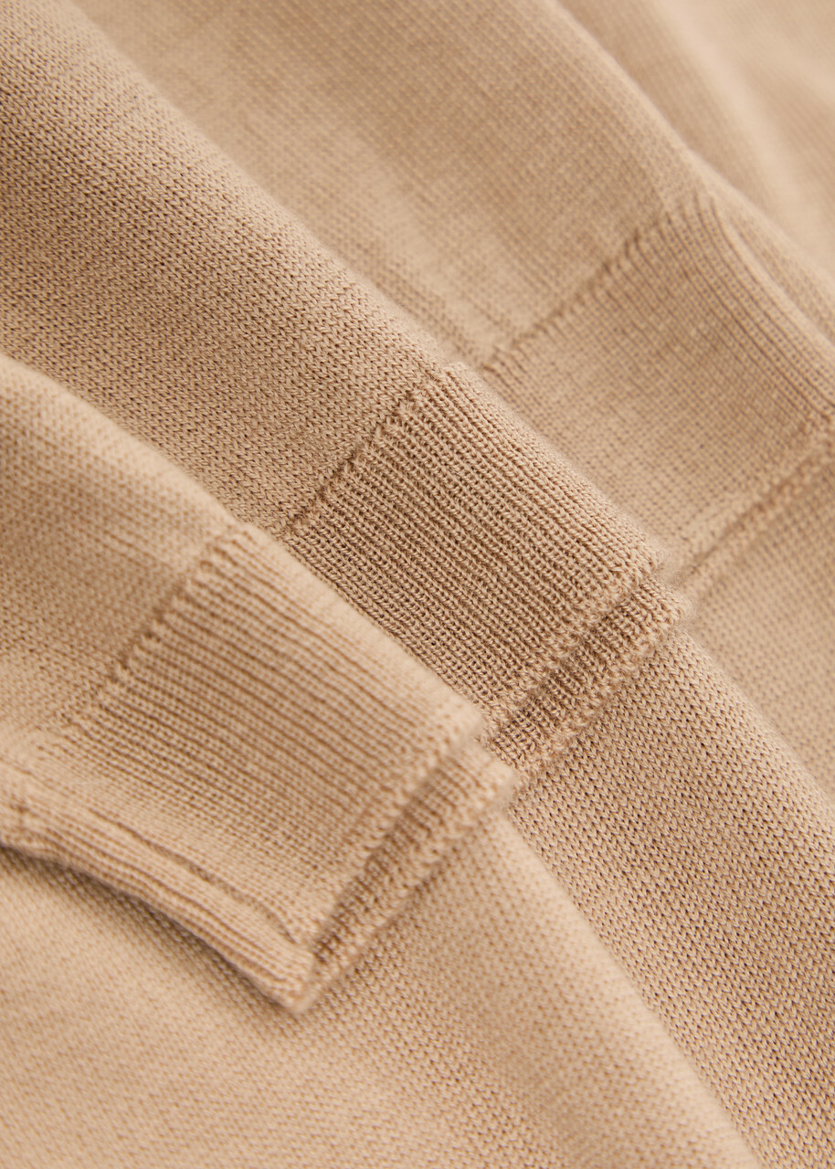 John Smedley Macloud Merino Wool Polo Shirt Beige