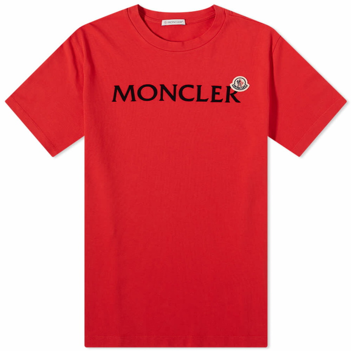 Photo: Moncler Men's Text Logo T-Shirt in Red