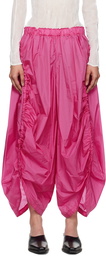 132 5. ISSEY MIYAKE Pink Gathered Balloon Trousers