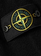 Stone Island - Logo-Appliquéd Wool-Blend Hoodie - Black
