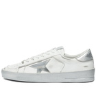 Golden Goose Men's Stardan Leather Sneakers in White/Silver