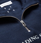 Pop Trading Company - Logo-Print Merino Wool-Blend Half-Zip Sweater - Blue