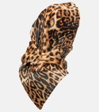 Nour Hammour Foulard leopard-print shearling scarf