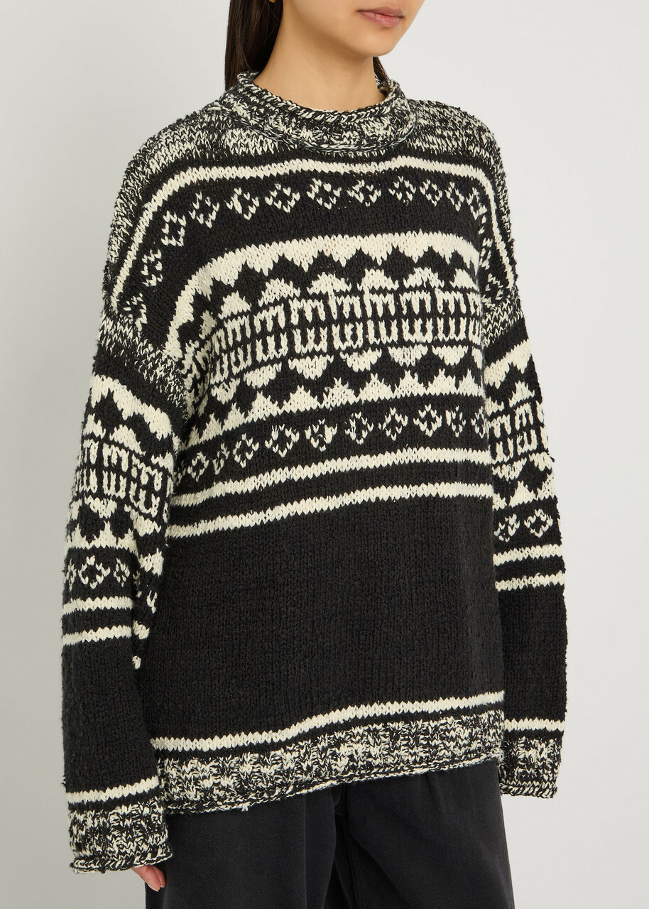 Free People Dani Patterned Cotton-blend Jumper Black
