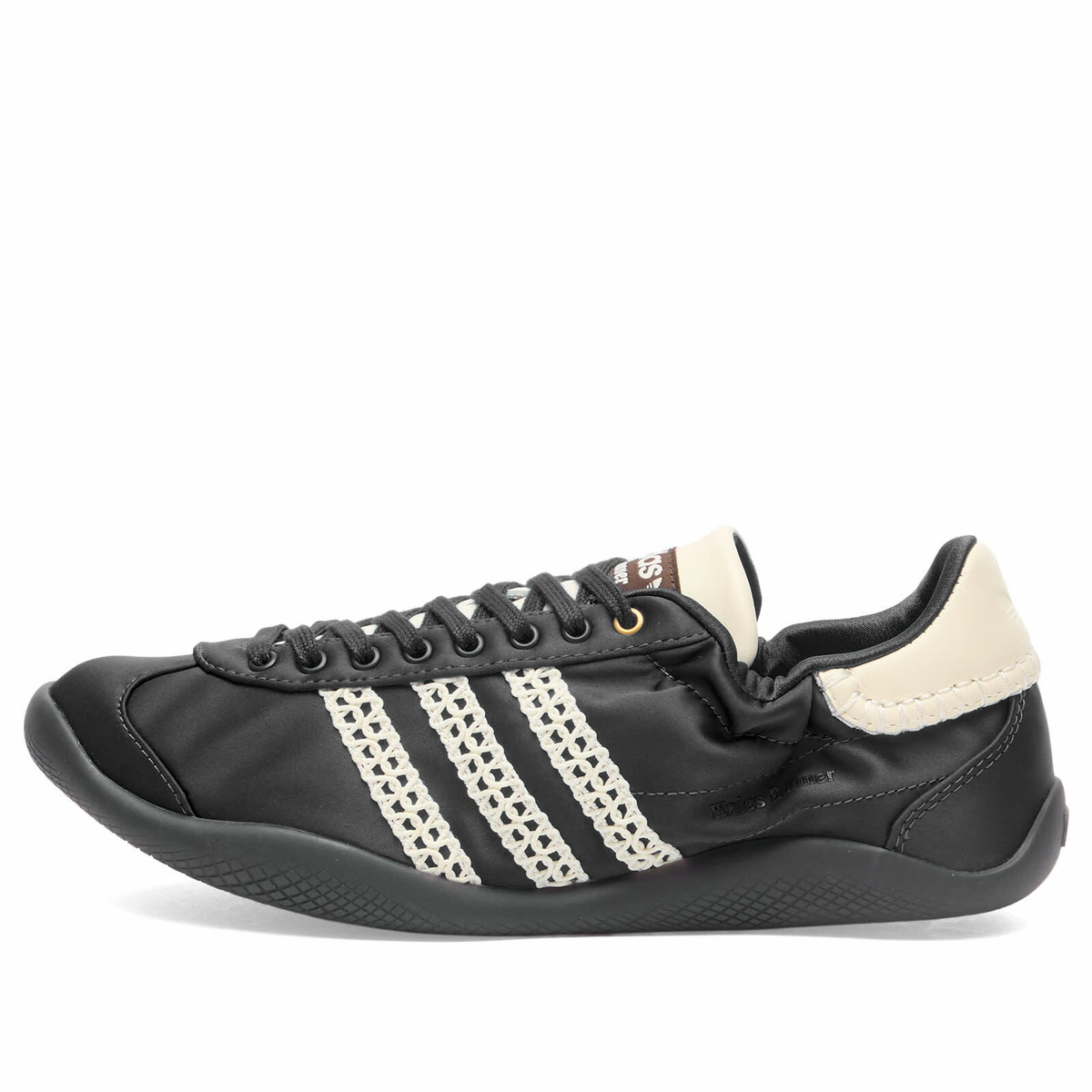 Adidas x Wales Bonner Karintha Lo Satin Sneaker in Core Black/Dark Brown/Cream White