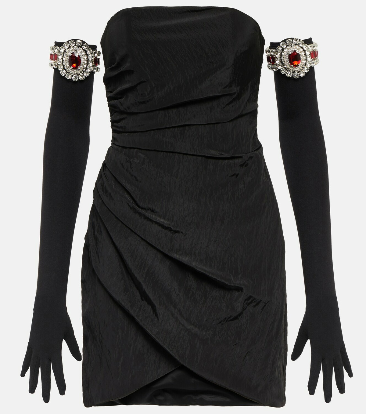 David Koma Moiré minidress and embellished gloves
