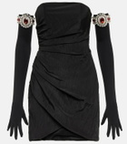 David Koma Moiré minidress and embellished gloves