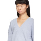 Tibi Blue Airy Alpaca V-Neck Sweater