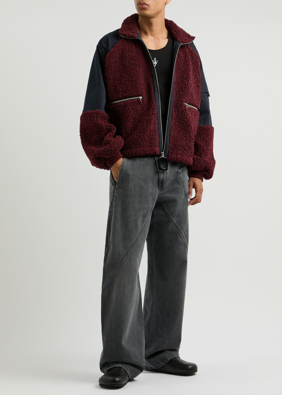 JW Anderson Fleece and Cotton-blend Jacket Burgundy JW Anderson