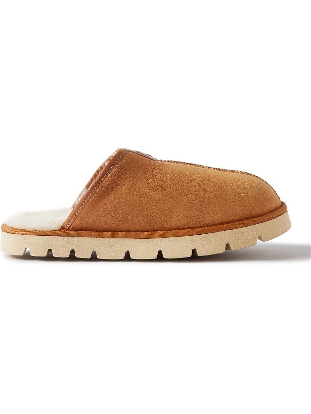 Photo: Grenson - Wainwright Shearling-Lined Suede Slippers - Brown