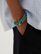 Sydney Evan - Small Marquis Eye Gold, Turquoise and Diamond Beaded Bracelet