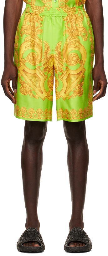 Photo: Versace Green & Gold Barocco Shorts