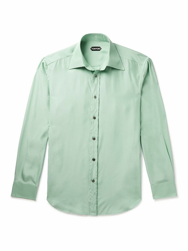 Photo: TOM FORD - Silk-Blend Satin Shirt - Green