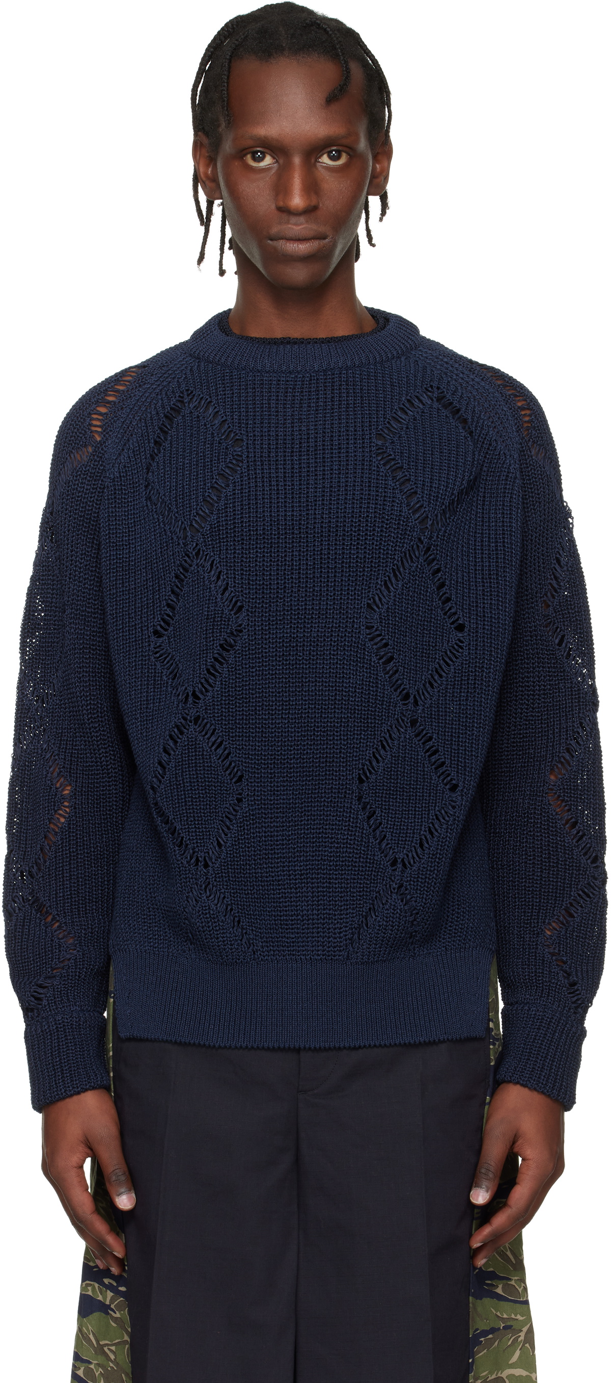 Toga Virilis Navy Motif Knit Pullover Sweater