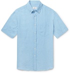 Dunhill - Button-Down Collar Linen Shirt - Light blue