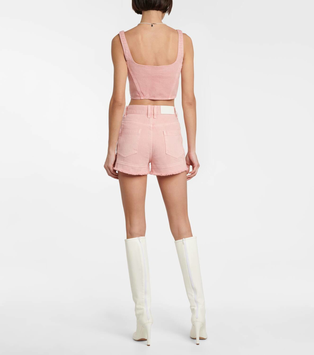 Xu Zhi Crystal-embellished denim shorts