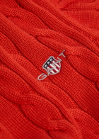 Gant Logo-embroidered Cable-knit Cotton Jumper Red