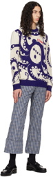 Charles Jeffrey Loverboy Blue & White Kraken Sweater
