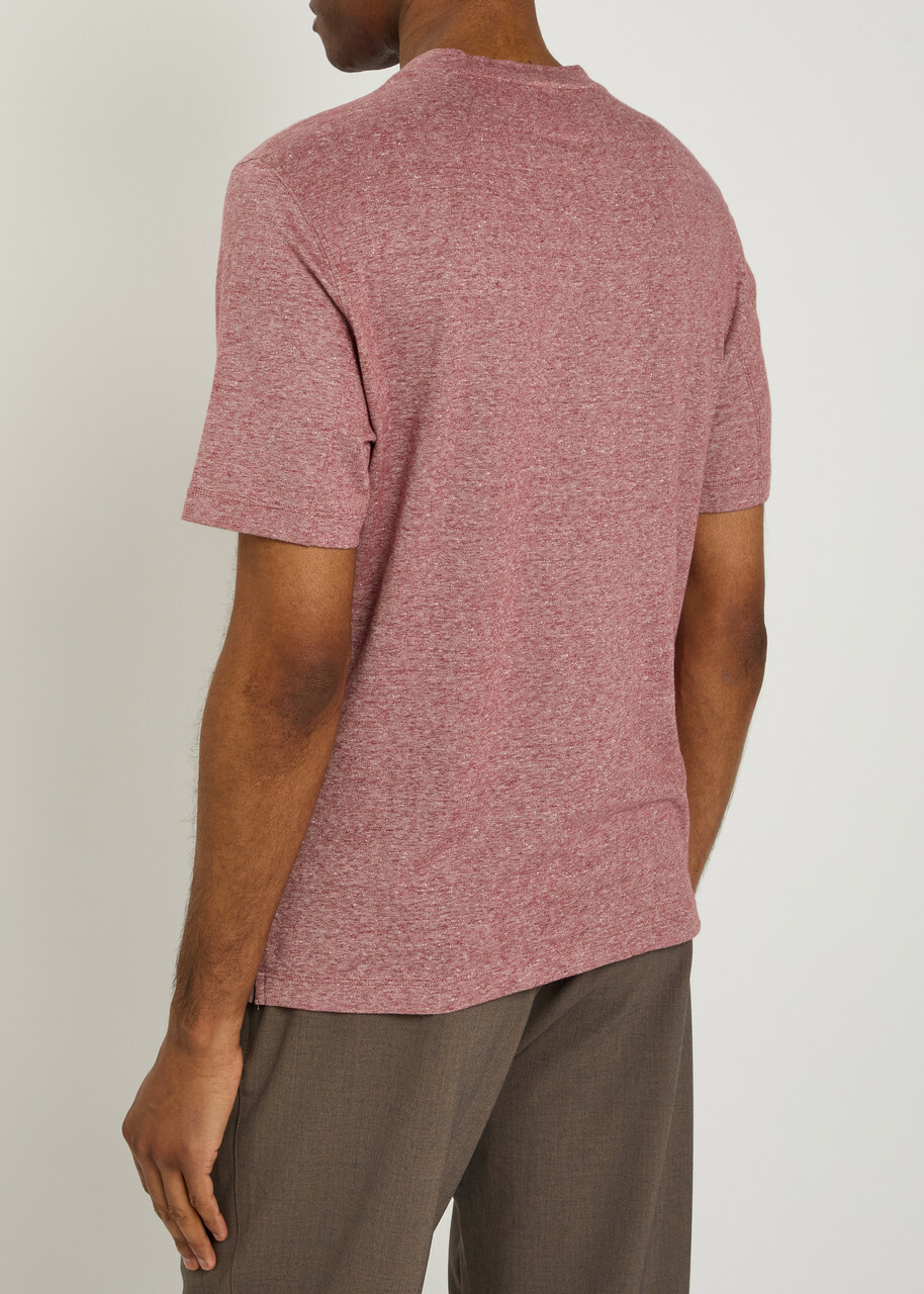 Brunello Cucinelli Linen and Cotton-blend T-shirt Coral