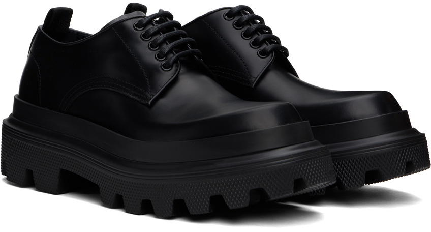 Dolce&Gabbana Black Brushed Calfskin High Trekking Derbys