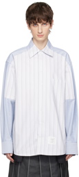 Thom Browne Gray & Blue Paneled Shirt
