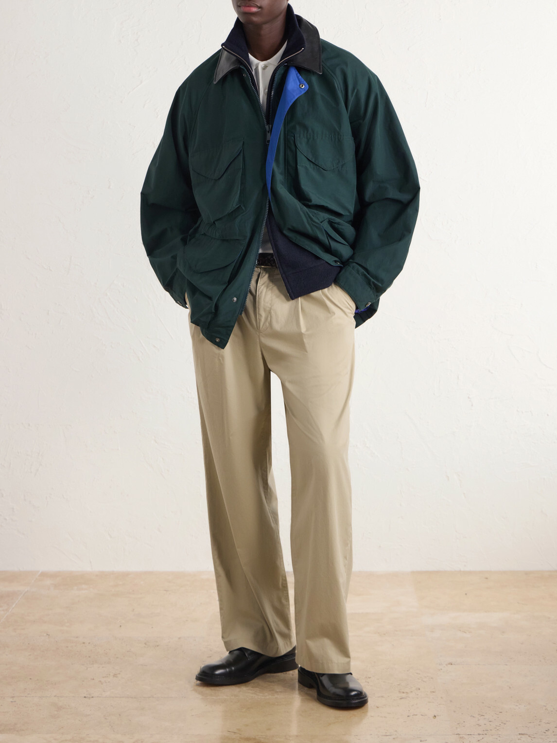 Aimé Leon Dore - Leather-Trimmed Cotton-Blend Jacket - Green