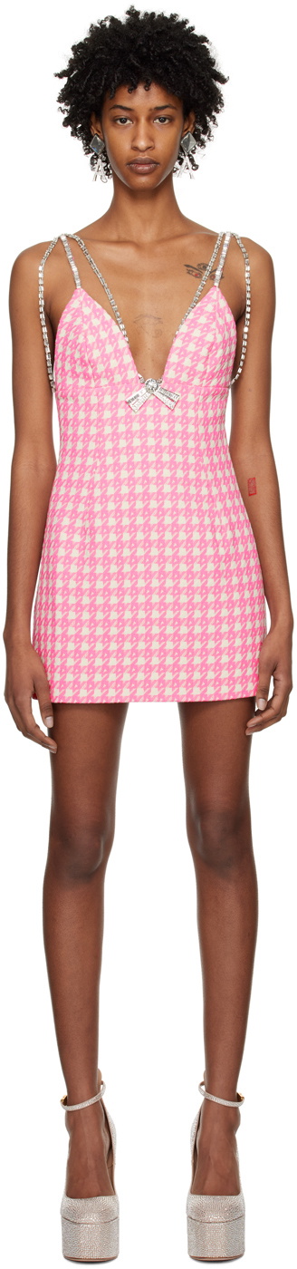 AREA Pink Deco Bow Mini Dress AREA