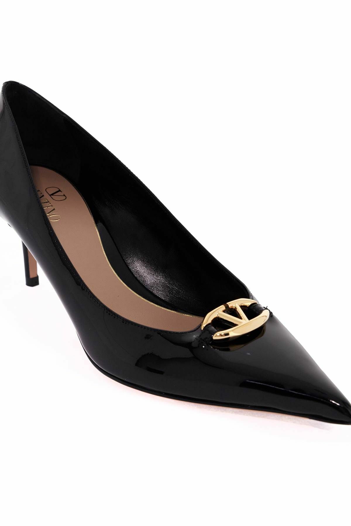 D&eacute;collet&eacute; Valentino Garavani Con Punta E Logo V &ndash; Tacco Stiletto, Nero, Pelle, Made In Italy, Taglia 7.5 US